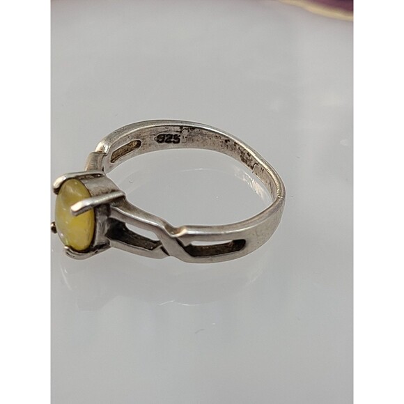 925 Sterling Silver Yellow Lab Opal Ring | Size 7.5 Fire Gem Statement Jewelry - Picture 4 of 5